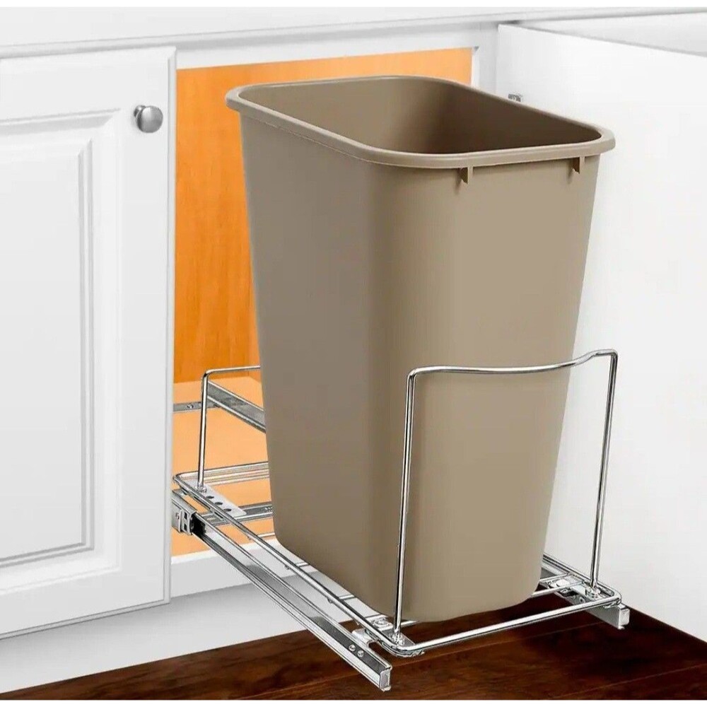Lynk Professional Sliding Pull Out for Kitchen Garbage Bin: Chrome-Plated